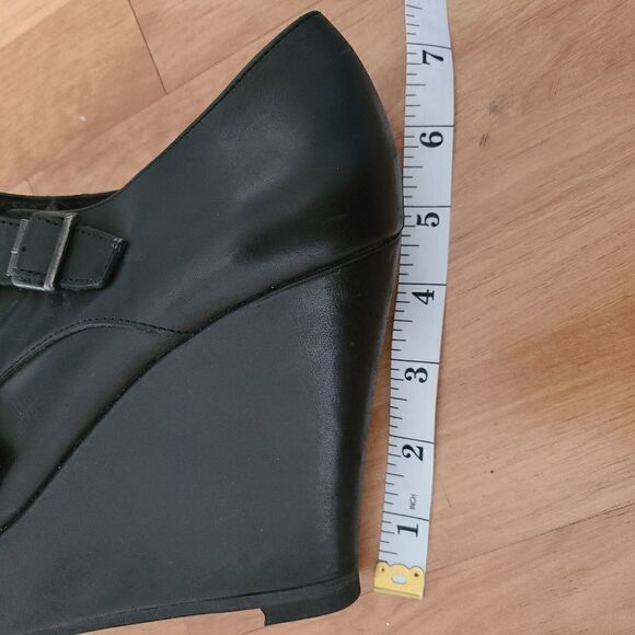 Jonak Paris Black Leather Monk Strap Platform Wedge Oxfords 39 - Picture 8 of 9